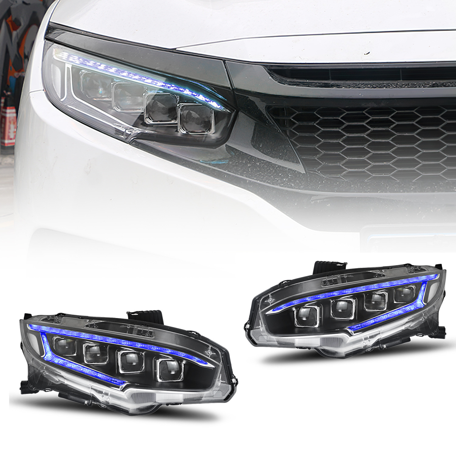 Car Styling Headlights For HONDA ACCORD 10th 20 18-2022 Upgrade 4 Lens LED Headlight DRL Dynamic Turn Signal Lights