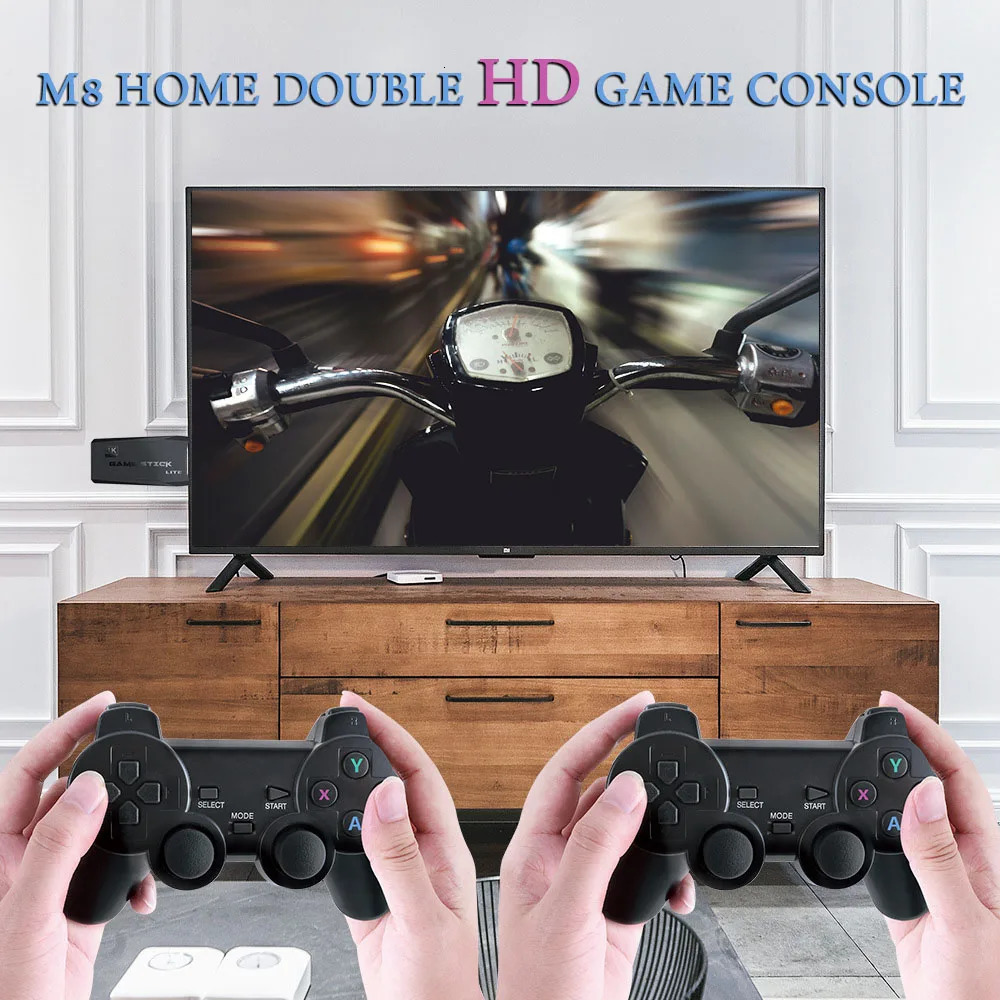 Portable Game Players Video Sticks M8 Console 2 4G Dual Wireless Controller Stick 4K 10000 games 64GB Retro game For Dropshiopping Xmas Gift 231117