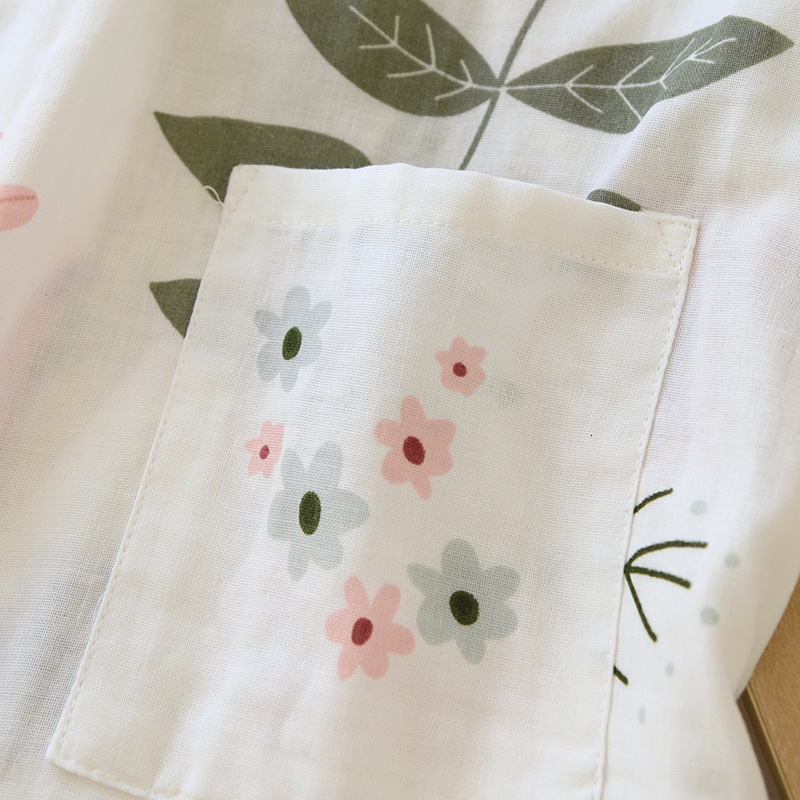 Women's Sleepwear Japanese kimono suit pajamas spring and summer ladies cotton three-quarter sleeves big flowers home clothes thin loose 230418