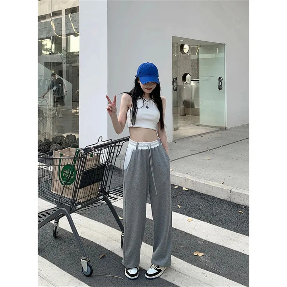 Women's Capris Y2k Fashion Casual Loose Summer Thin Sports Pants Women Elastic High Waisted Vintage Trousers Female Wide Leg Sweatpants 230418 Z2