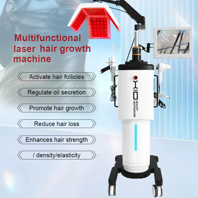 Professional Hair Beauty Salon 5 in 1 Anti-hair Loss Hair Regrowth Oil Control 650 Diode Laser Scalp Care Center with Analysis Camera/Ozone Comb/Brush
