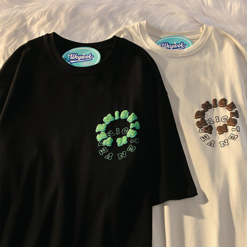 Mens TShirts American vintage fashion alphabetic short sleeve Tshirt men summer loose niche high street bf couple top graphic t shirts y2k 230417