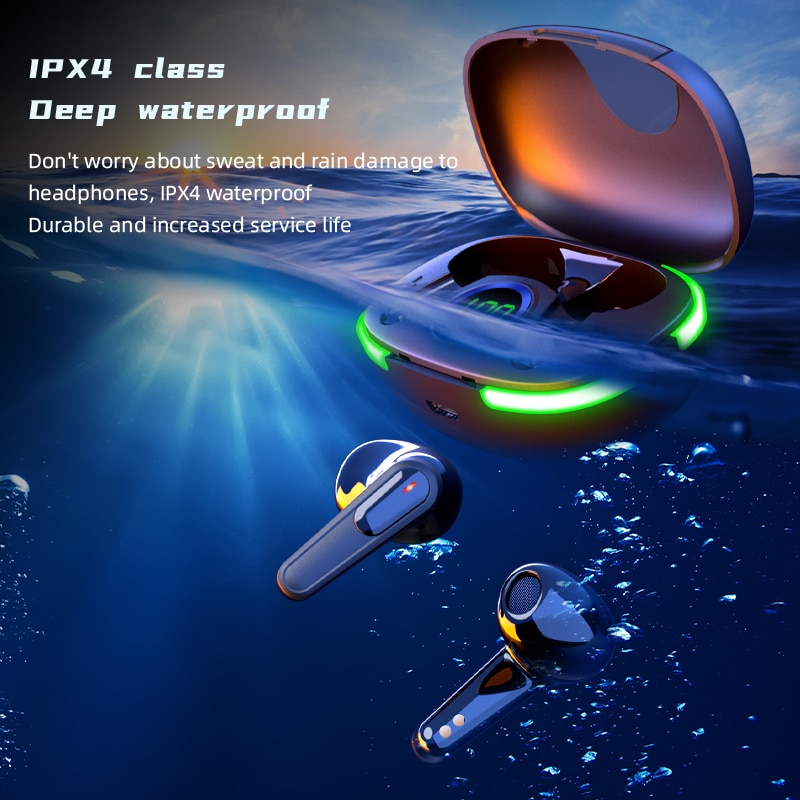PRO80 Wireless Bluetooth Headset Stereo Bluetooth Headphones TWS5.1 Intelligent Touch LED Digital Display Cool Breath Light Game