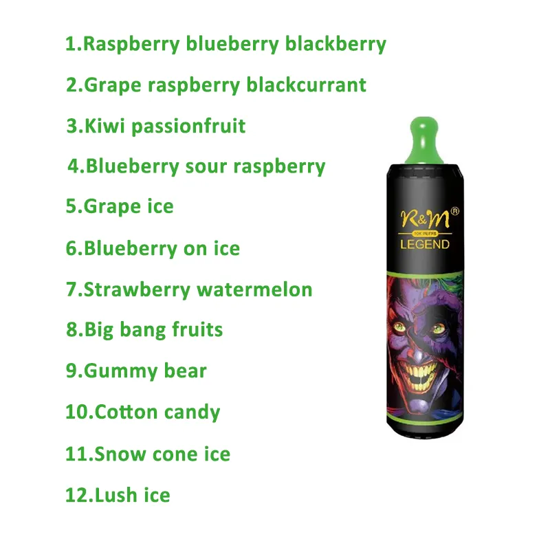 Original R&M Legend 10000 Puffs Disposable E cigarette Vape Pen 20ml Prefilled 5% Cartridge Pod Device 650Mah Rechargeable Battey Airflow Control Vapes 12 Flavors
Original R&M Legend 10000 Puffs Disposable E cigarette Vape Pen 20ml Prefilled 5% Cartridge Pod Device 650Mah Rechargeable Battey Airflow Control Vapes 12 Flavors