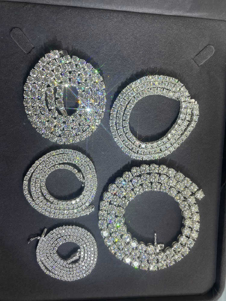 Free Fire Pass Diamond Test Real 925 Silver 2mm 3mm 4mm 5mm 65mm Wide Moissanite Diamond Jewelry Tennis Bracelet/necklace Chain