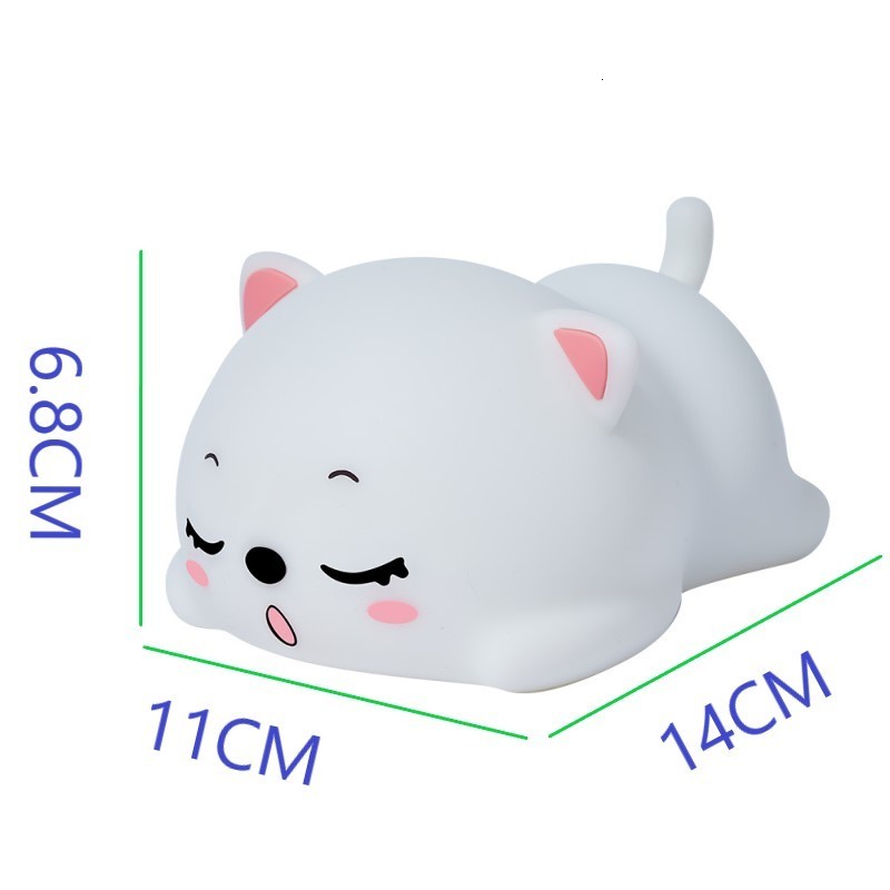Lamps Shades Lovely Cat USB Rechargeable Silicone LED Night Light Bedroom Bedside Night Lamp with Remote for Kids Baby Gift Touch Sensor Lamp 230418