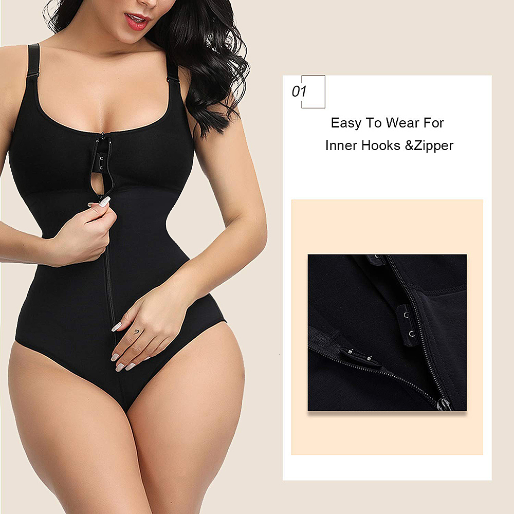 Women's Shapers HEXIN Women's Slimming Underwear Bodysuit Body Shaper Waist Shaper Shapewear Postpartum Recovery Slimming Zip and Hook Corse