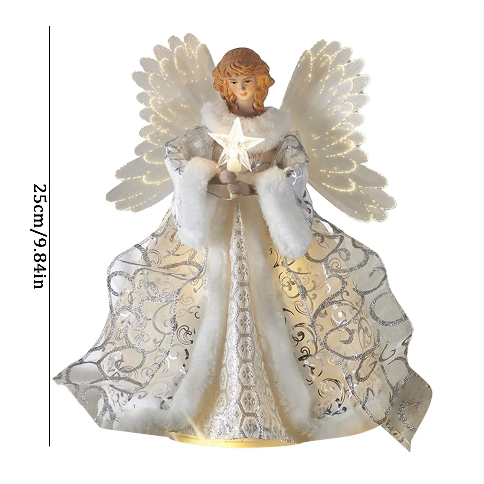 Christmas Decorations Christmas Tree Toppers LED Glowing Angel Ornament Xmas Festive Party Supplies Home Decoration Year Navidad Noel 231117