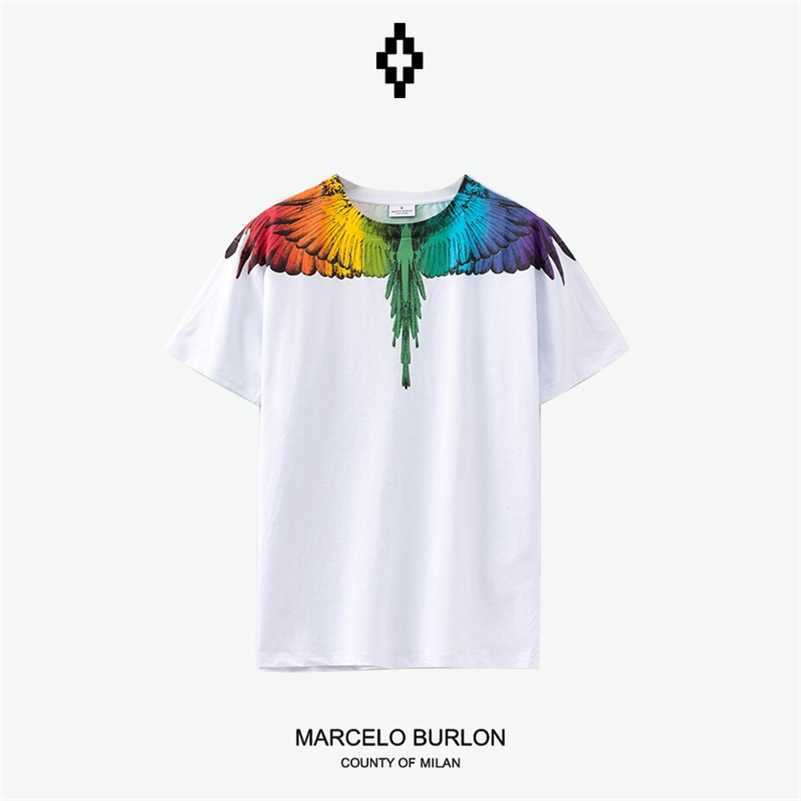 Designer Marcelos Burlons Colorful Gradient Feather Wings Short Sleeve T-shirt Loose Fashion Rrub 9BRV, Black7
Designer Marcelos Burlons Colorful Gradient Feather Wings Short Sleeve T-shirt Loose Fashion Rrub 9BRV, Black7