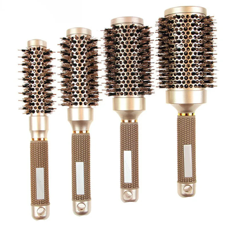 Hair Brushes Professional 4PCS Round Brush Hairdressing Curling Ceramic Barrel Comb For Blow Dry Salon Styling Tools X250928