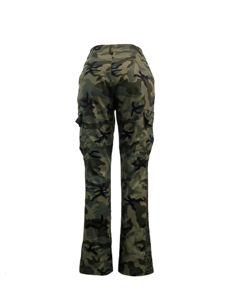 Women's Capris Women Plus Size Print Side Pocket Cargo Camouflage Mid Waist Casual Camo Regular Leisure Lady Pants
