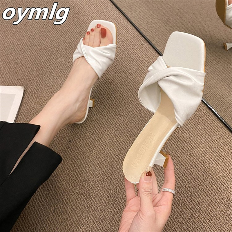 Sandals Net red stiletto sandals and slippers women's all-match fashion temperament retro one-word high-heeled sandals pumps 230418