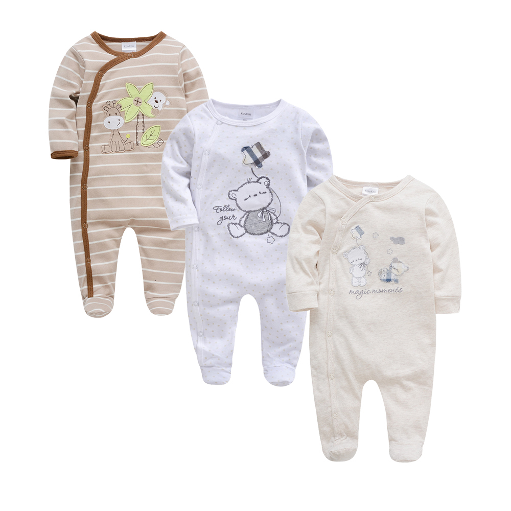 Rompers 2/3 pcs set Baby Rompers 0-12 months Cotton Autumn Winter Overalls Cartoon Print born Clothes Infant Toddlers Jumpsuit 230418