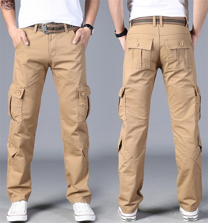 Men's Pants High Quality Khaki Casual Pants Military Tactical Joggers Camouflage Cargo Pants Multi-Pocket Fashions Black Army Trousers