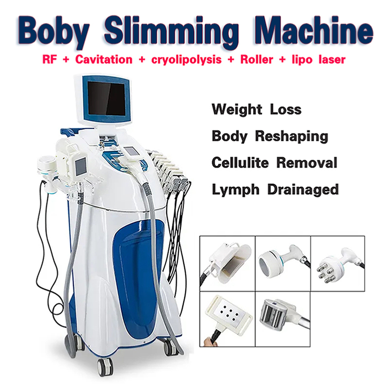 5 in 1 body slimming machine cryolipolysis weight loss roller massge cavitation rf vacuum Skin Tightening lipolaser Cellulite Reduction Lymph Drainage