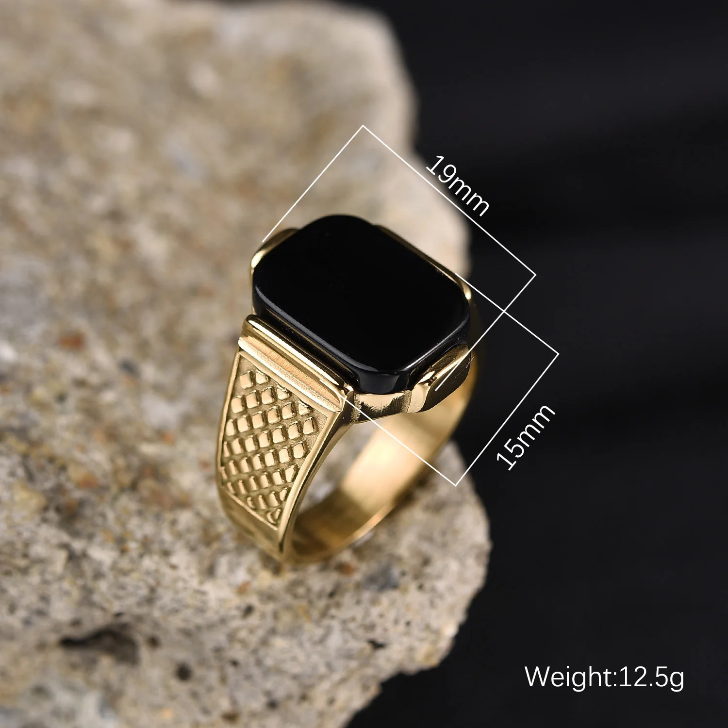 Solitaire Ring Men s High Quality Vintage Stainless Steel Gemstone Styles 18K Gold Plated Jewelry Professional Factory Made 231117