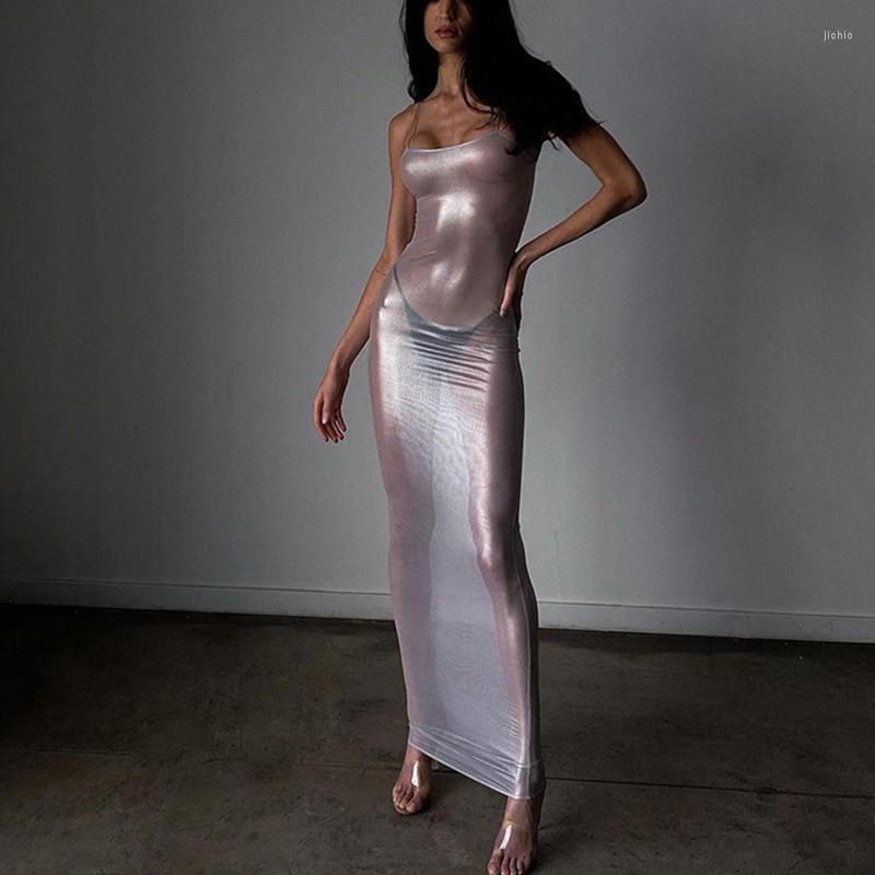 Casual Dresses Women/Girl Summer Solid Transparent White Mini Fashion Sexy Sleeveless Perspective Sling Skirt Party Beach Dress