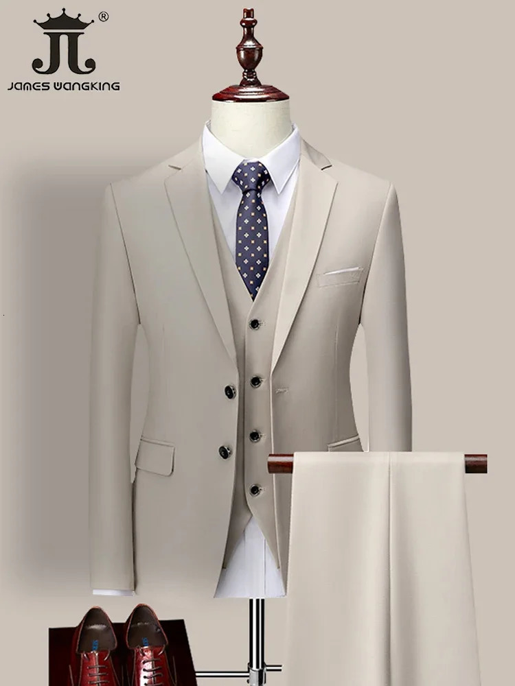 Men's Suits Blazers 14 Color M-6XL Jacket VestPants High-end Formal Business Mens Suit Three-piece Groom Dress Solid Color Suit 231117
