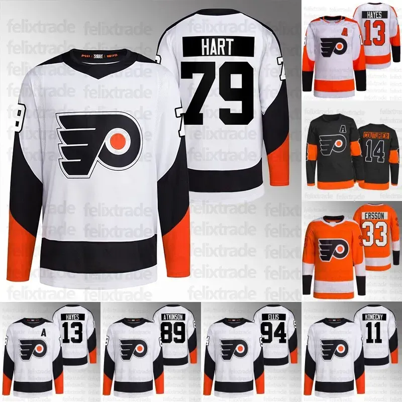 CUSTOM Philadelphia''Flyers''Reverse Retro Jersey Carter Hart Owen Tippett Tony DeAngelo Tony DeAngelo Felix Sandstrom Ivan Provorov Elliot