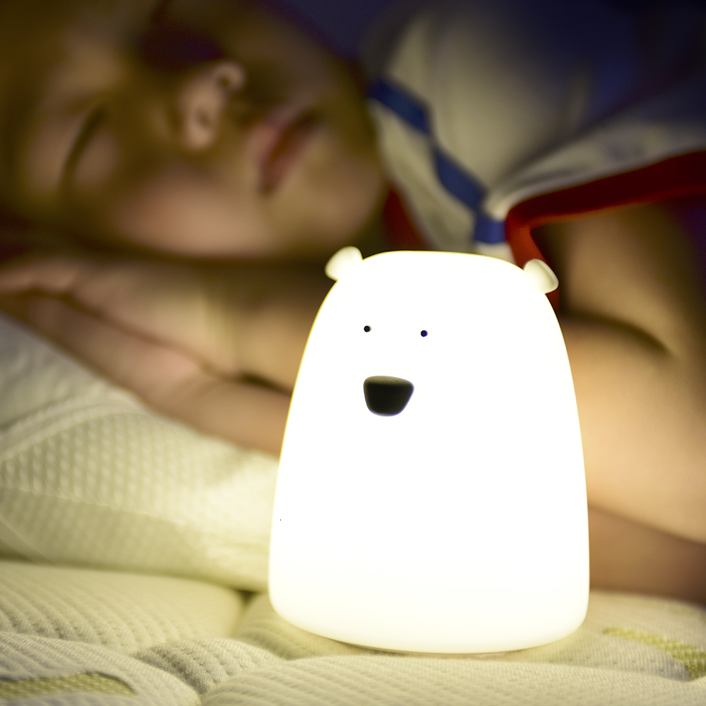 Lamps Shades Cute Bear LED Night Light Decoracion Lampara De Noche Ddormitorio Baby Kids Bedside Lamp Silicone Touch Sensor Tap Control 230418