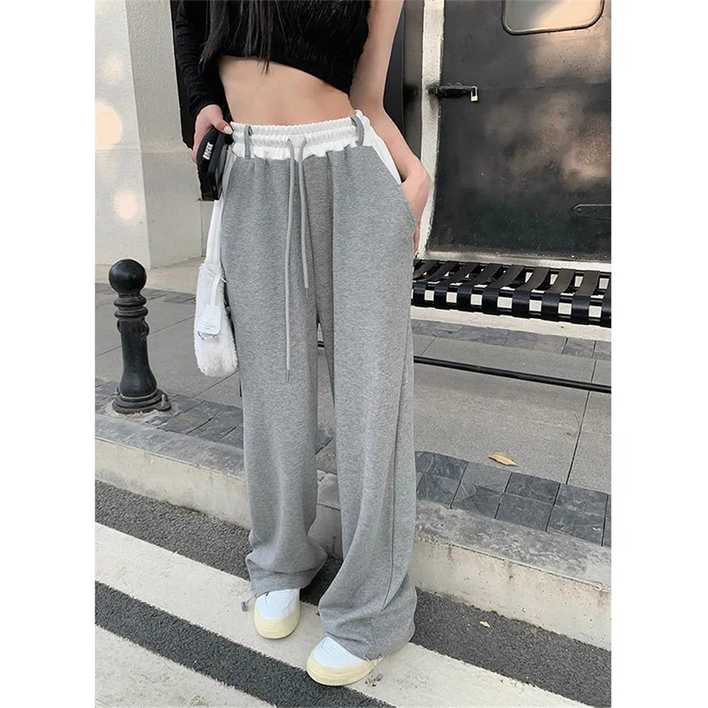Women's Capris Y2k Fashion Casual Loose Summer Thin Sports Pants Women Elastic High Waisted Vintage Trousers Female Wide Leg Sweatpants 230418 Z2