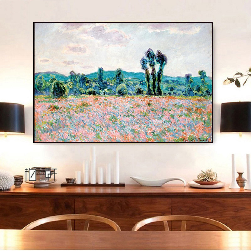Monet Wild Poppy Field Sunrise Landscape Canvas Painting Wall Impressionism Art Print Poster Pictures For Living Room Cuadros Home Decor
