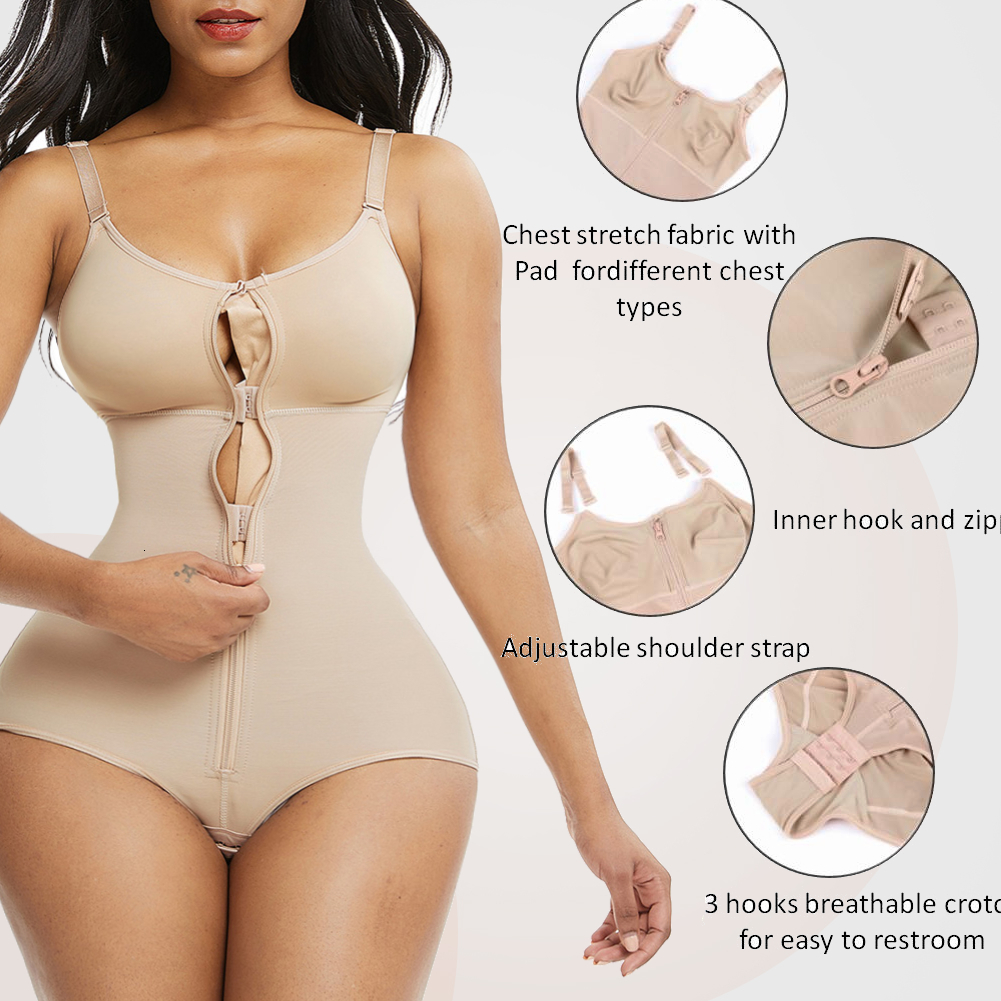 Women's Shapers HEXIN Women's Slimming Underwear Bodysuit Body Shaper Waist Shaper Shapewear Postpartum Recovery Slimming Zip and Hook Corse