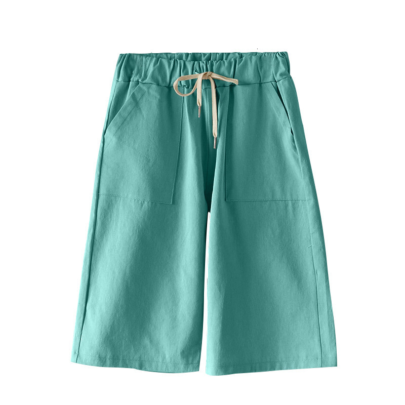 Women's Shorts Women Summer bermuda Shorts Cotton Wide-legged Leisure Trousers Large Size Loose Elastic Waist With Belt shorts 6XL 7XL 8XL 230418