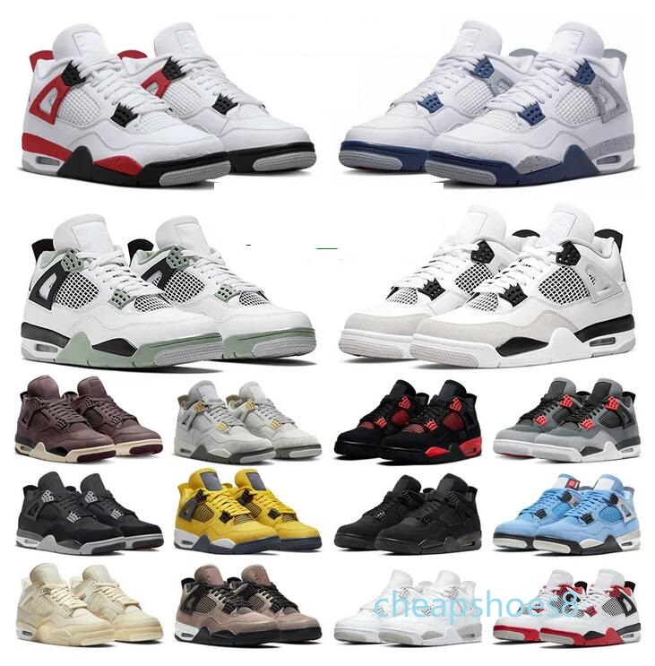 

4 Basketball Shoes kids Big boy 4s Midnight Navy Military Black Cat Red Cement Thunder Oil Green White Oreo Lightning young boys Trainers kids Size 4Y 4.5Y 5Y 5.5Y 6Y 6.5Y 7Y