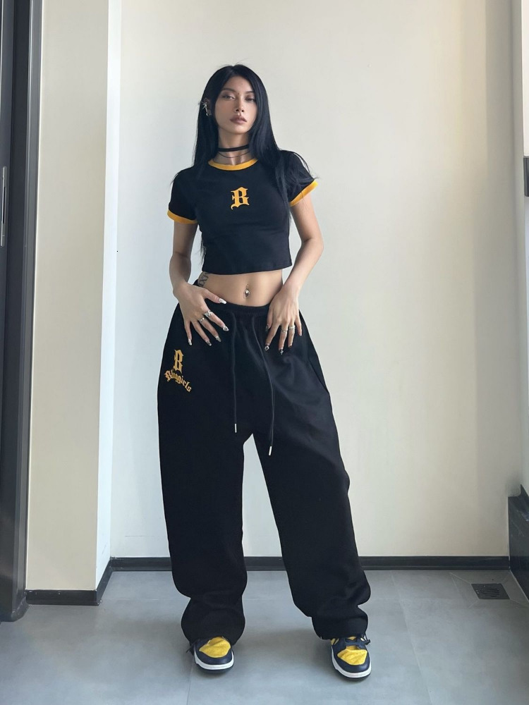 Women's Pants Capris HOUZHOU Hippie Y2K Blue Jogging Sweatpants Women Kpop Streetwear Oversize Black Sports Pants Female Gothic Baggy Jogger Trou