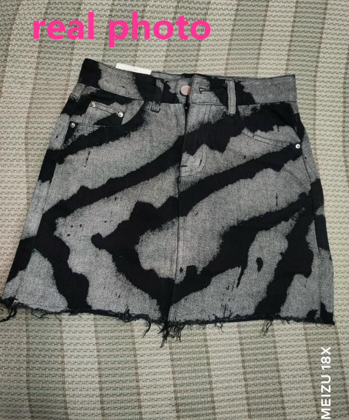 Skirts Summer Denim skirts Women High Waist Personalized pattern Jeans Mini Skirts Casual A-line Jupe Femme p366 230417