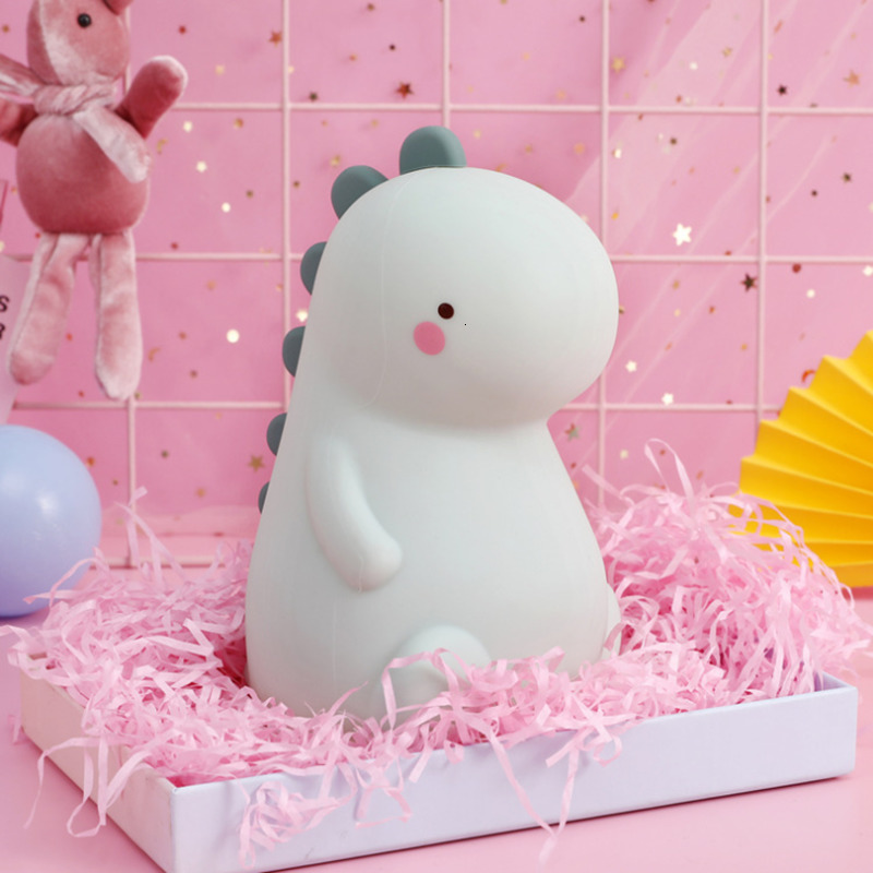 Lamps Shades Silicone Cartoon Led Night Light USB Recharge Dinosaur Night Lamp Battery Power for Baby Gift Child Christmas Present Home Decor 230418