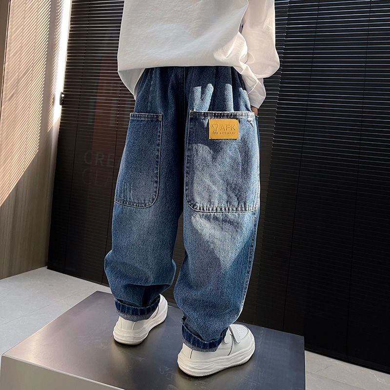 Jeans Boys Jeans Kids Casual High Waist Jean Pant Blue Denim Pants 4 To 12Yrs Children's Spring Autumn Cotton Trousers 230418