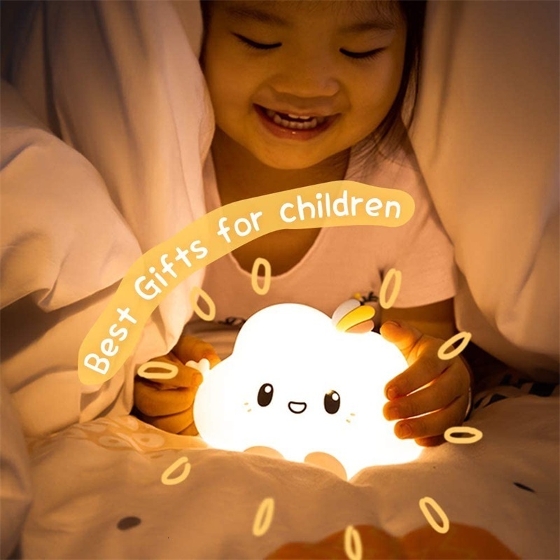 Lamps Shades Baby Night Light Cloud Moon light Cute Kids Night Lights Bedroom Decor Kawaii Silicone Cute Lamp Battery Powered Christmas Gifts 230418