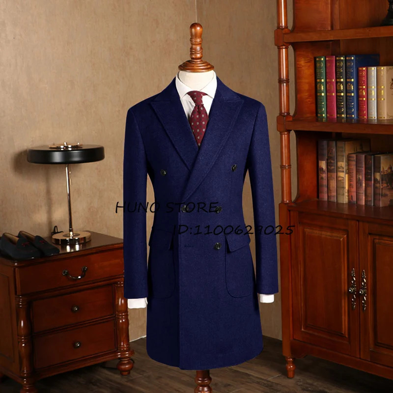 Men's Wool Blends Winter Coat Double Breasted Lapel Dress Wedding Dinner Party Custom Male's Slim Fit Jacket 231201