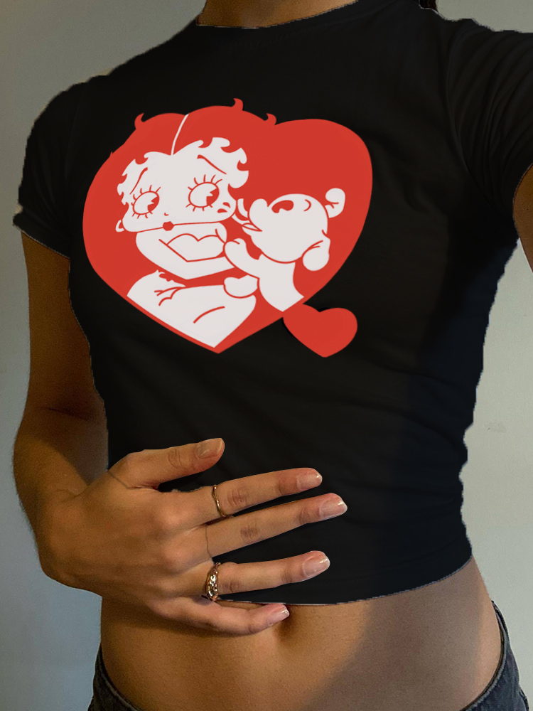 Women's T-Shirt Womens Kalevest Y2K Tops Cyber Graphic Crop Top White Vintage Women Short Slve Gyaru Ts 2000s Clothes Female T-Shirts 230418 H252