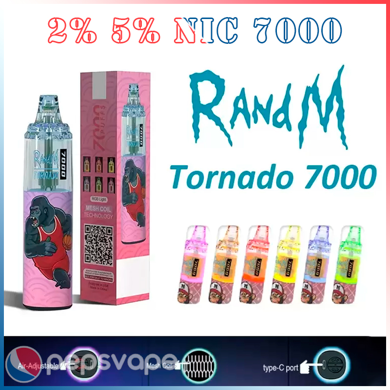 RandM Tornado 7000 Puffs Original Disposable Vape Pen Electronic Cigarettes 14ml Pod With Mesh Coil 6 Glowing Colors Rechargeable Air-adjustable 2% 5% nic 44 color
RandM Tornado 7000 Puffs Original Disposable Vape Pen Electronic Cigarettes 14ml Pod With Mesh Coil 6 Glowing Colors Rechargeable Air-adjustable 2% 5% nic 44 color