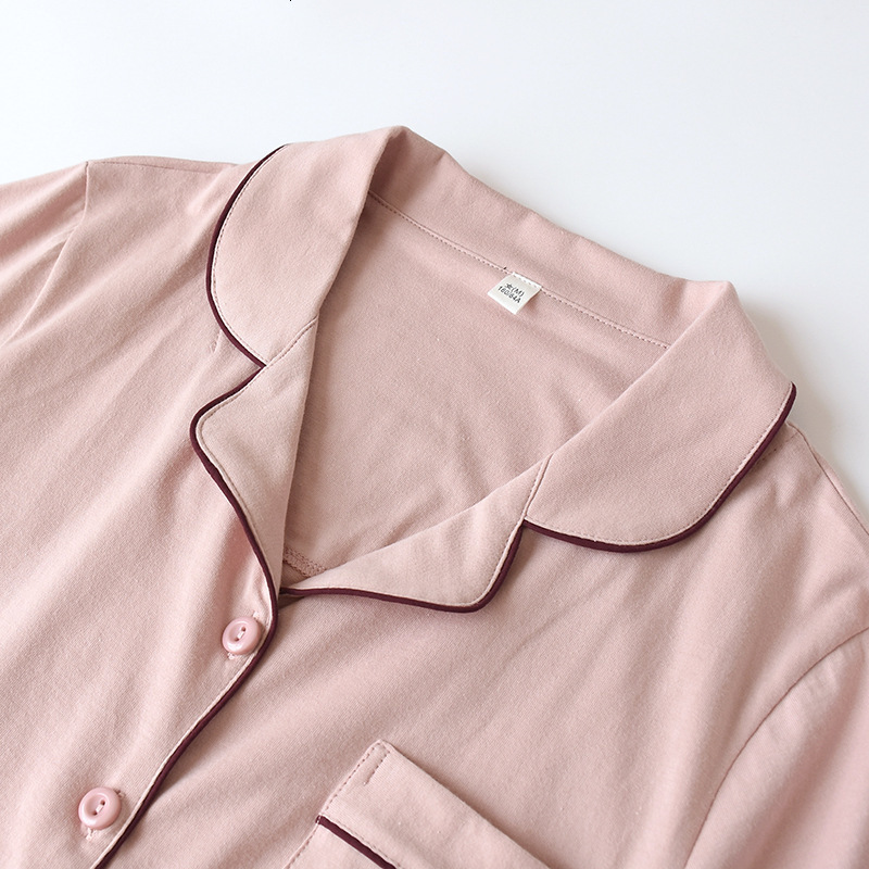 Women's Sleepwear Summer cotton couple pajamas suit female short-sleeved shorts men's pajamas thin home service suit pyjamas women pink 2304