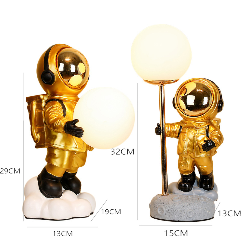 Lamps Shades Space Station Astronaut Table Lamp Children's Room Creative LED Desk Light Baby Cartoom Bedroom Table Art Decor Resin Lunar Lamp 230
