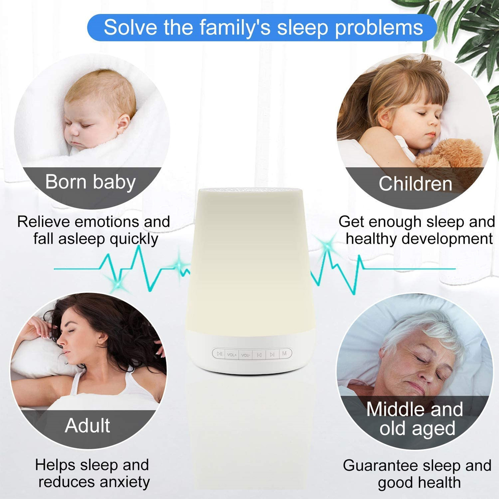 Baby Monitor Camera Smart White Noise Machine Baby Sleep Sound Machine Colorful Night Lights 34 Soothing Sounds Supports APP Remote Control 230418
