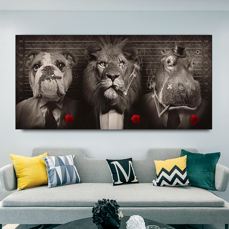 Black Wild Lion In A Suit Canvas Paintings Abstract Lion Smoking A Cigar Posters and Prints Wall Art Picture for Home Decoration
Black Wild Lion In A Suit Canvas Paintings Abstract Lion Smoking A Cigar Posters and Prints Wall Art Picture for Home Decoration