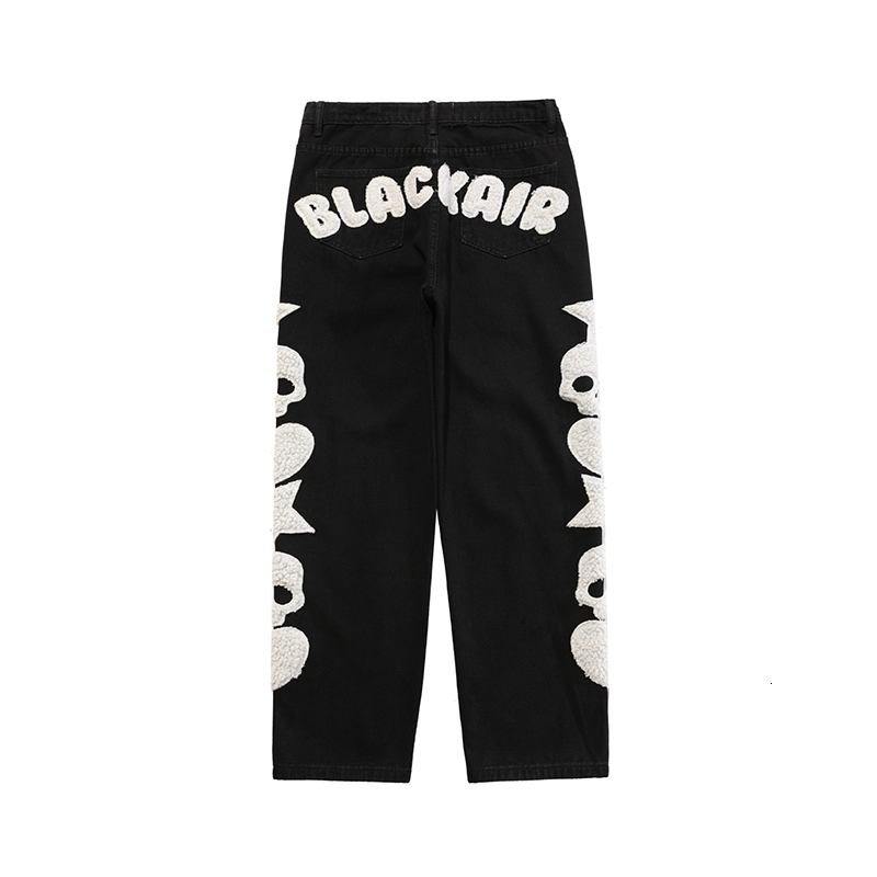 Men's Jeans Skull and Five Stars Towel Embroidery Ripped Jeans Mens Pants Harajuku Vibe Style Streetwear Oversize Casual Denim Trousers 230418