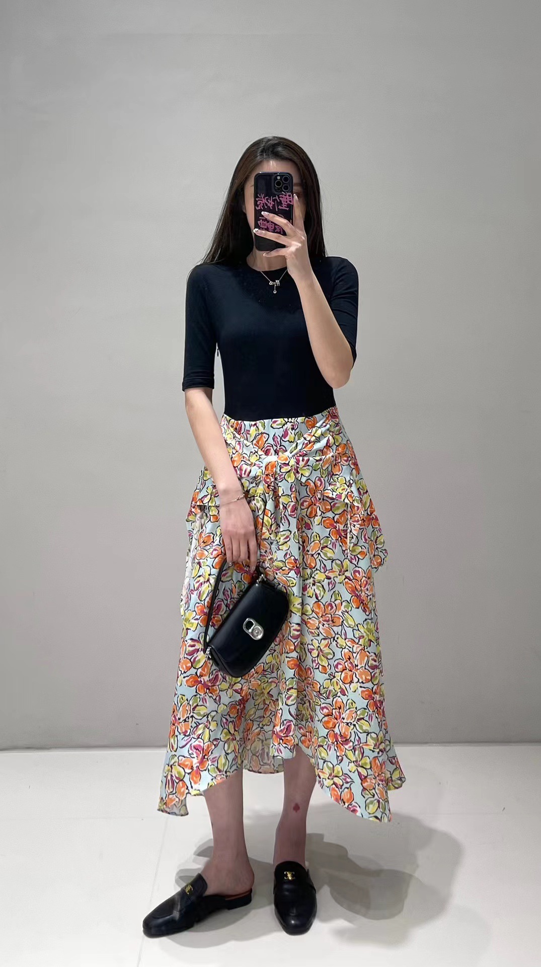 Casual Dresses Maje Floral Printed Two-Piece High Waisted Short Sleeves Dress for Women-size-s-L