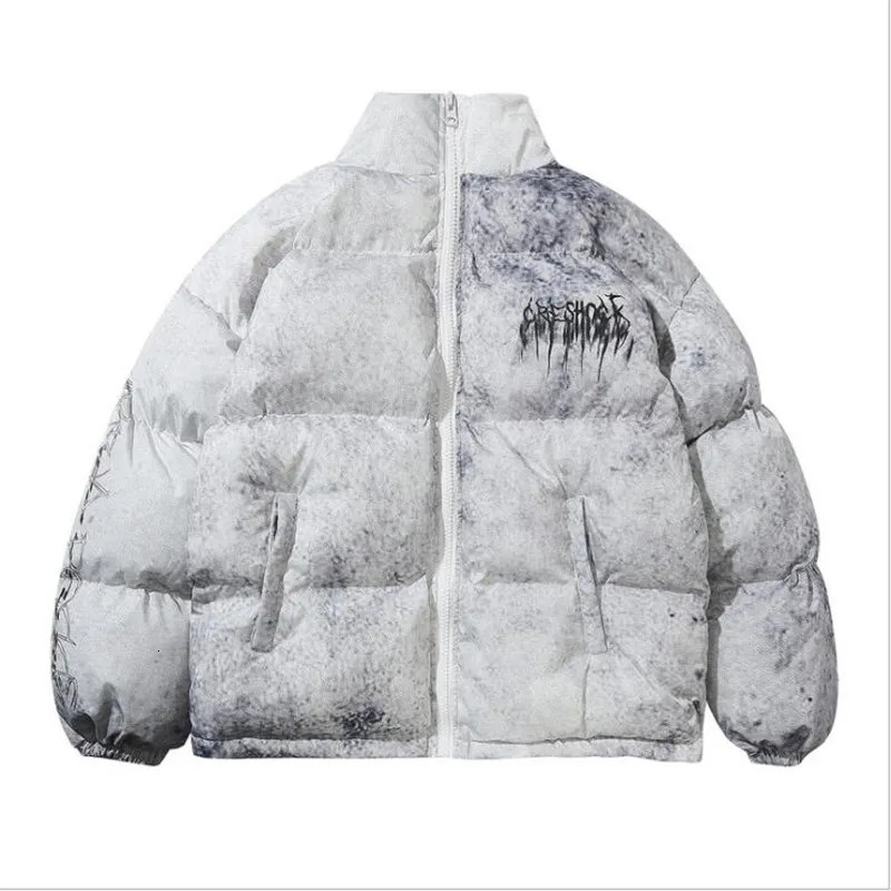 Men's Down Parkas Men Hip Hop Oversize Padded Bomber Jacket Coat Streetwear Graffiti Parka Cotton Harajuku Winter Outwear 231117