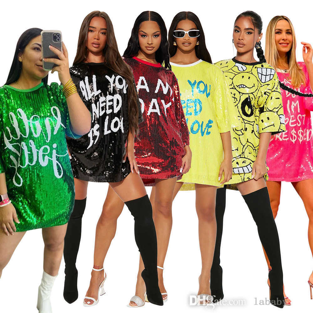 Casual Dress Shirt Women O Neck Short Sleeve Long Loose Sequined T Shirts Summer Dress Club Party Style Midi Dress, Mix or give a list
Casual Dress Shirt Women O Neck Short Sleeve Long Loose Sequined T Shirts Summer Dress Club Party Style Midi Dress, Mix or give a list