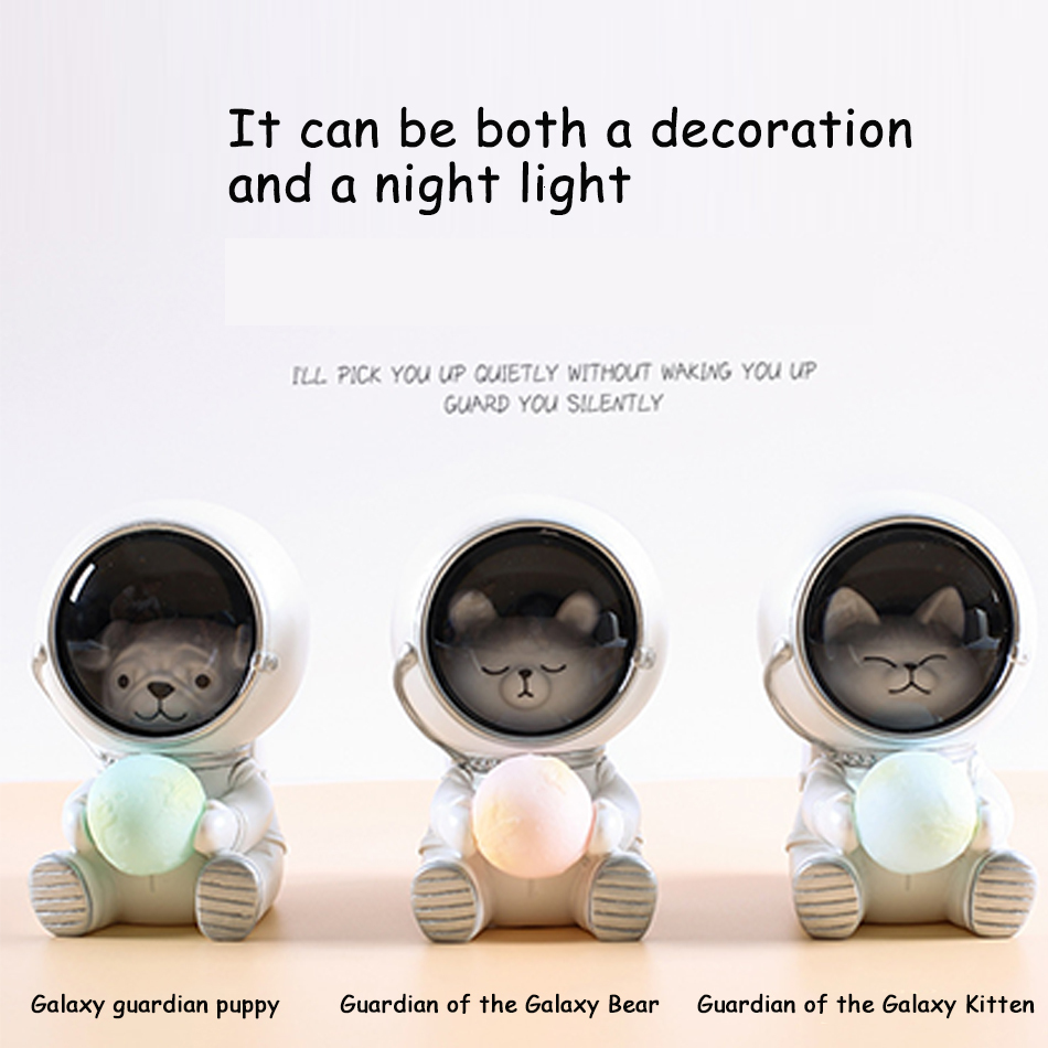 Lamps Shades LED Night Light Astronaut Cute Cat/Bear/Dog Lamp Kawaii For Kid Baby Children Bedroom Bedside Decor Light Soft Warm Gift Lamps 230418