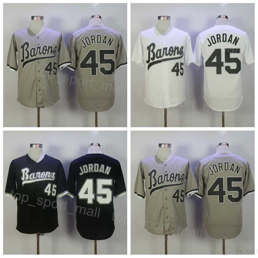 Moive Baseball Michael 45 Birmingham Barons Jerseys Button Down Mens Black White Grey Stitched Retro College Cooperstown Cool Base Retire Sport Breathable