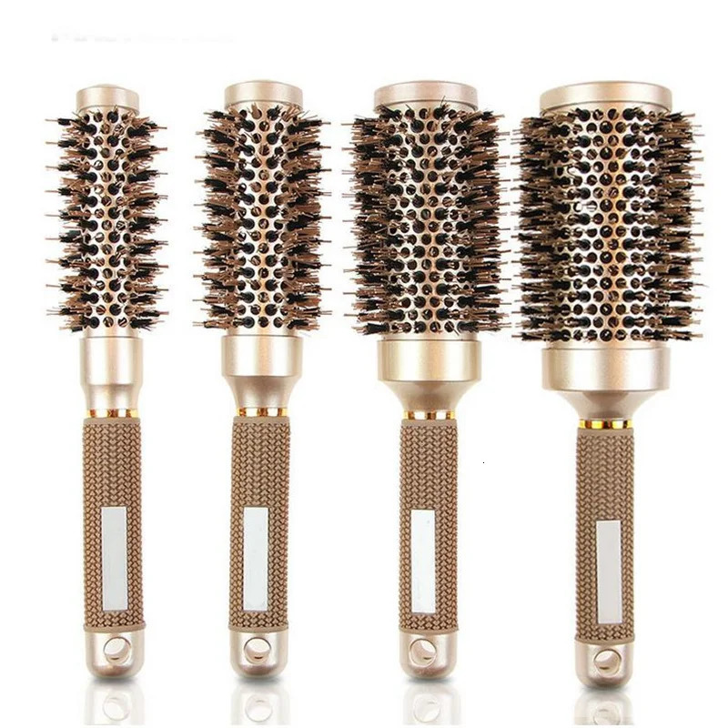 Hair Brushes Professional 4PCS Round Brush Hairdressing Curling Ceramic Barrel Comb For Blow Dry Salon Styling Tools 231113