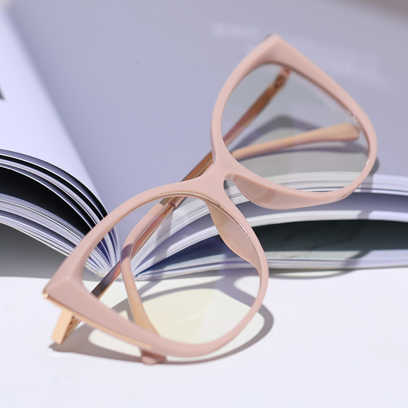 Sunglasses Frames Fashion Women Cat Eye Glasses Frame for Female Optical Eyeglasses Full Rim Prescription UV400 Coating Antiscratch Blue Light 230417