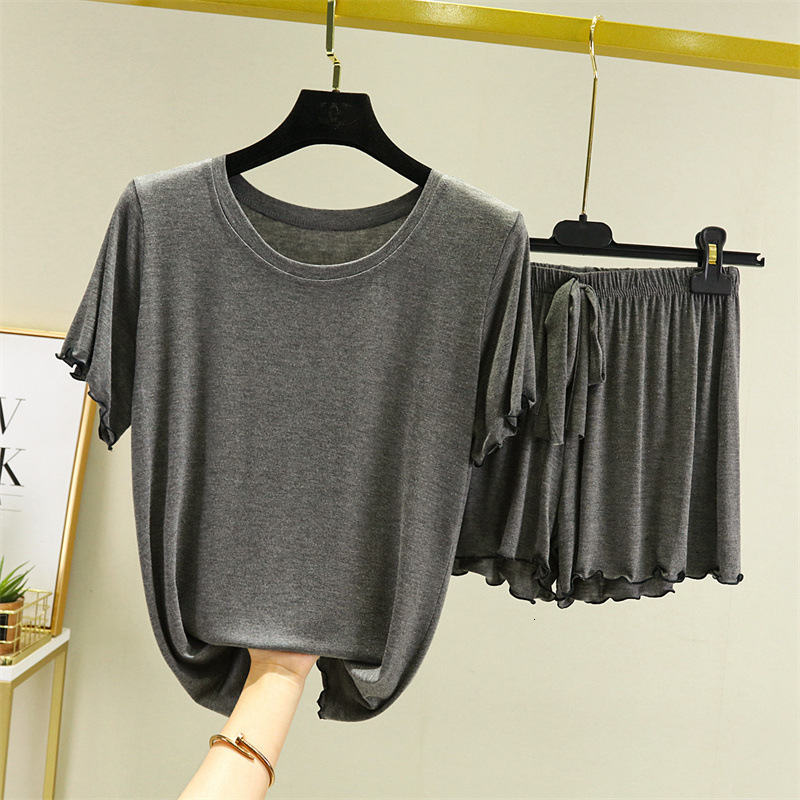 Women's Sleepwear M-3XL Women's Pajamas Set O Neck Casual Summer Sleepwear Pijamas Large Size Shorts Thin Cool Girl's Nightwear Home Cl